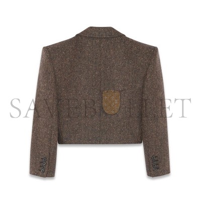 YSL CROPPED JACKET IN CHEVRON TWEED 692479Y7E582013